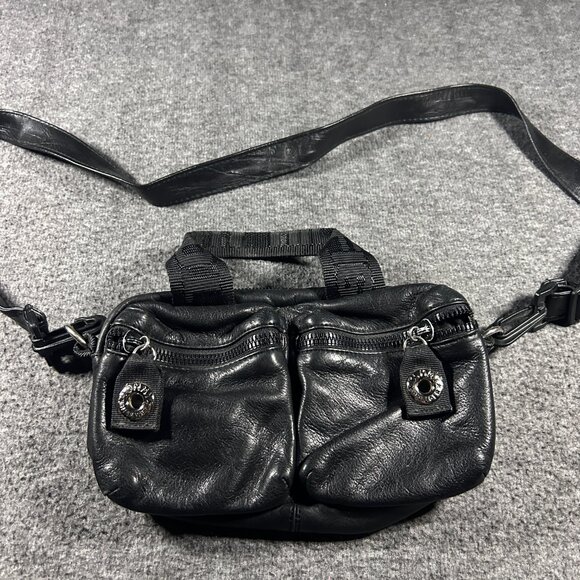 Vintage 90s Y2K TOMMY HILFIGER Leather Satchel Handbag Shoulder Bag BLACK - Picture 1 of 11